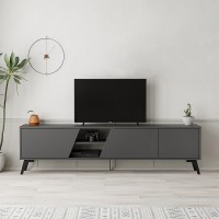 Έπιπλο τηλεόρασης Fiona Megapap χρώμα ανθρακί 180x35,6x48εκ.