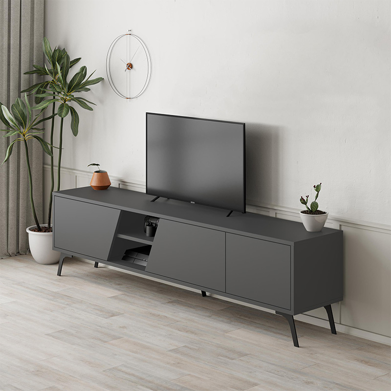 Έπιπλο τηλεόρασης Fiona Megapap χρώμα ανθρακί 180x35,6x48εκ.