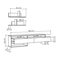 Έπιπλο τηλεόρασης Gara Megapap χρώμα ανθρακί 180x29,8x42εκ.