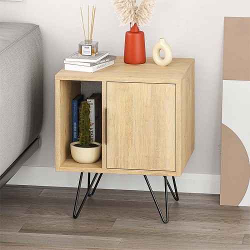 Κομοδίνο Glynn Megapap χρώμα sapphire oak 50,2x44,6x60εκ.