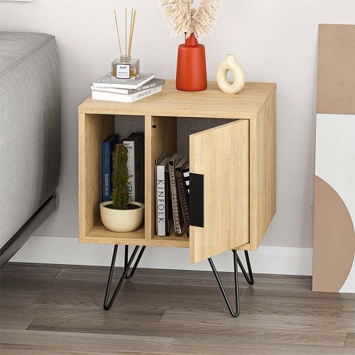 Κομοδίνο Glynn Megapap χρώμα sapphire oak 50,2x44,6x60εκ.