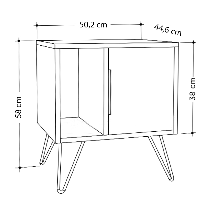 Κομοδίνο Glynn Megapap χρώμα sapphire oak 50,2x44,6x60εκ.