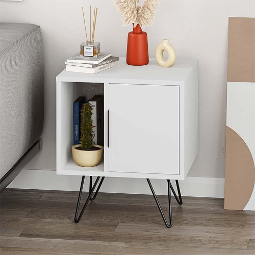 Κομοδίνο Glynn Megapap χρώμα λευκό 50,2x44,6x60εκ.