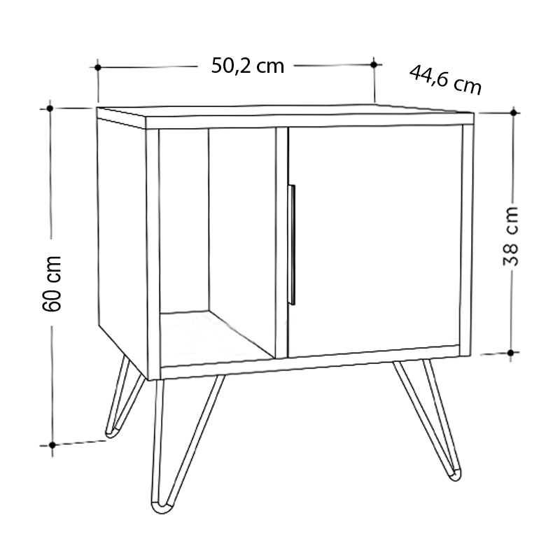 Κομοδίνο Glynn Megapap χρώμα ανοιχτό καρυδί 50,2x44,6x60εκ.