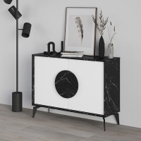 Μπουφές Gora Megapap χρώμα μαύρο εφέ μαρμάρου - λευκό 110x35,6x82εκ.