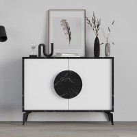 Μπουφές Gora Megapap χρώμα μαύρο εφέ μαρμάρου - λευκό 110x35,6x82εκ.