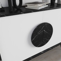 Μπουφές Gora Megapap χρώμα μαύρο εφέ μαρμάρου - λευκό 110x35,6x82εκ.