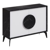 Μπουφές Gora Megapap χρώμα μαύρο εφέ μαρμάρου - λευκό 110x35,6x82εκ.