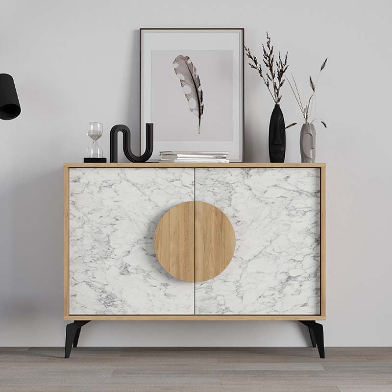 Μπουφές Gora Megapap χρώμα sapphire oak - λευκό εφέ μαρμάρου 110x35,6x82εκ.