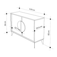 Μπουφές Gora Megapap χρώμα sapphire oak - λευκό εφέ μαρμάρου 110x35,6x82εκ.