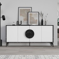 Μπουφές Gora Megapap χρώμα μαύρο εφέ μαρμάρου - λευκό 180x35,6x82εκ.