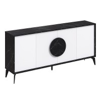 Μπουφές Gora Megapap χρώμα μαύρο εφέ μαρμάρου - λευκό 180x35,6x82εκ.