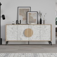 Μπουφές Gora Megapap χρώμα sapphire oak - λευκό εφέ μαρμάρου 180x35,6x82εκ.
