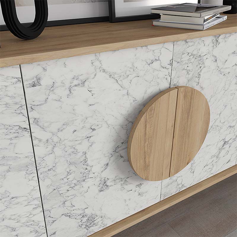 Μπουφές Gora Megapap χρώμα sapphire oak - λευκό εφέ μαρμάρου 180x35,6x82εκ.