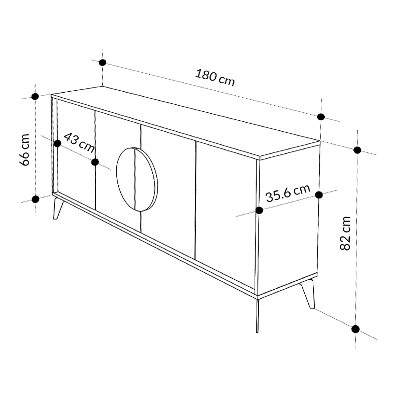 Μπουφές Gora Megapap χρώμα sapphire oak - λευκό εφέ μαρμάρου 180x35,6x82εκ.
