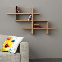 Ραφιέρα τοίχου Halic Megapap χρώμα sapphire oak 150x22x82εκ.