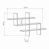 Ραφιέρα τοίχου Halic Megapap χρώμα sapphire oak 150x22x82εκ.