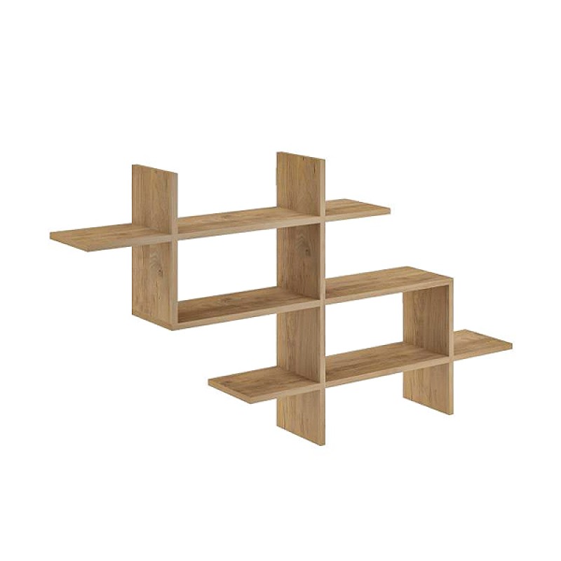 Ραφιέρα τοίχου Halic Megapap χρώμα sapphire oak 150x22x82εκ.