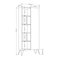 Βιβλιοθήκη Jedda Megapap χρώμα λευκό - sapphire oak 80,6x29,6x191εκ.
