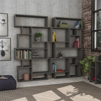 Βιβλιοθήκη Karmato Megapap χρώμα ανθρακί 96x25,5x168,5εκ.