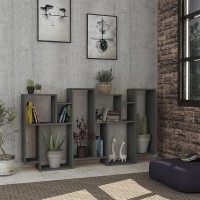 Βιβλιοθήκη Karmato Megapap χρώμα ανθρακί 96x25,5x168,5εκ.