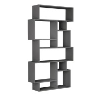 Βιβλιοθήκη Karmato Megapap χρώμα ανθρακί 96x25,5x168,5εκ.