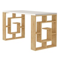 Γραφείο εργασίας Labirent Megapap χρώμα sapphire oak - λευκό 140x60x75εκ