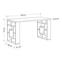 Γραφείο εργασίας Labirent Megapap χρώμα sapphire oak - λευκό 140x60x75εκ