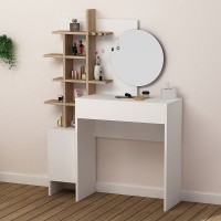 Τουαλέτα με καθρέπτη Mup Megapap χρώμα λευκό - sapphire oak 105x35x151εκ.