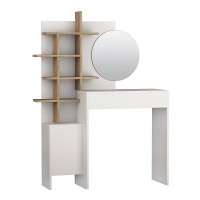 Τουαλέτα με καθρέπτη Mup Megapap χρώμα λευκό - sapphire oak 105x35x151εκ.