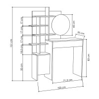 Τουαλέτα με καθρέπτη Mup Megapap χρώμα λευκό - sapphire oak 105x35x151εκ.