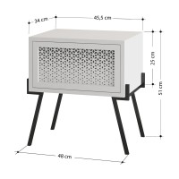Κομοδίνο Naive Megapap χρώμα λευκό 48x34x51εκ.