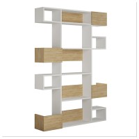 Βιβλιοθήκη Niho Megapap χρώμα λευκό - sapphire oak 120x25,3x171εκ.