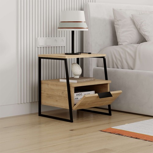 Κομοδίνο Pal Megapap χρώμα sapphire oak 45x40x50εκ.