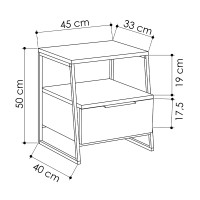 Κομοδίνο Pal Megapap χρώμα sapphire oak 45x40x50εκ.