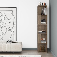 Βιβλιοθήκη γωνιακή Piano Megapap χρώμα ανοιχτό καρυδί 31,4x31,4x158,9εκ.