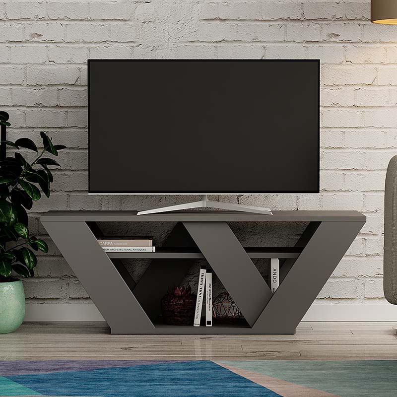 Έπιπλο τηλεόρασης Pipralla Megapap χρώμα ανθρακί 110x30x40εκ.