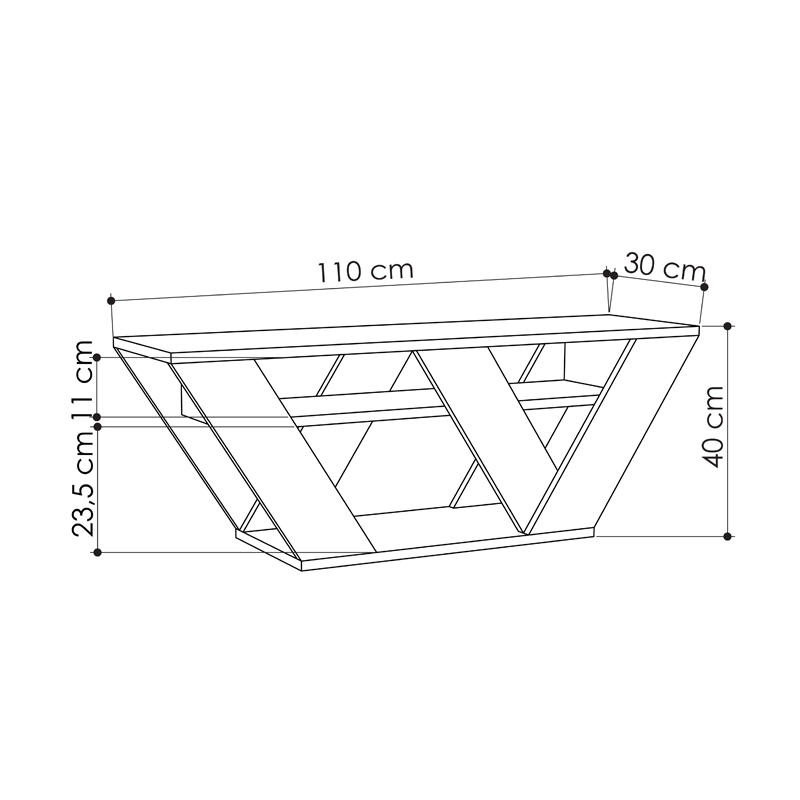 Έπιπλο τηλεόρασης Pipralla Megapap χρώμα ανθρακί 110x30x40εκ.
