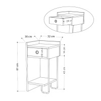 Κομοδίνο Sirius Megapap αριστερό χρώμα λευκό 32x30x61εκ.