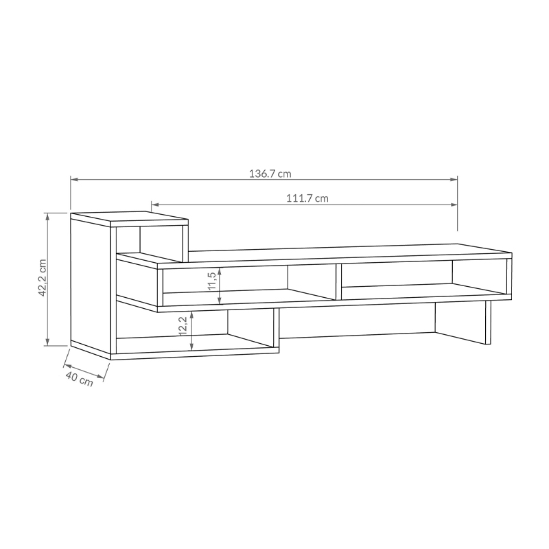 Έπιπλο τηλεόρασης Tetra Megapap χρώμα sapphire oak 136,7x40x42εκ.