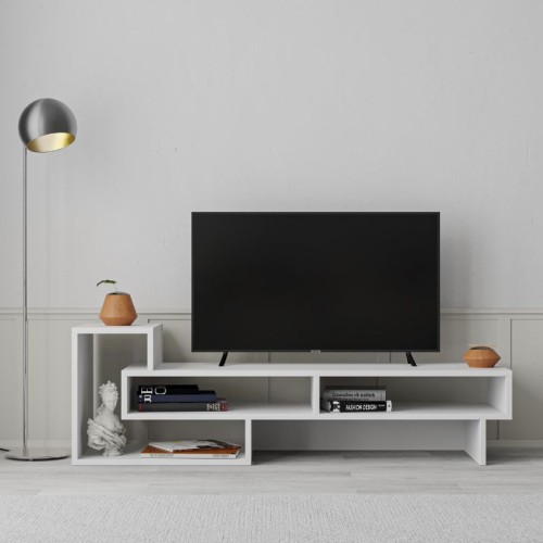 Έπιπλο τηλεόρασης Tetra Megapap χρώμα λευκό 136,7x40x42εκ.