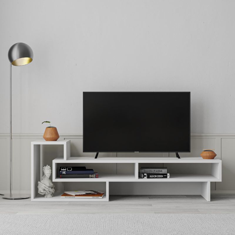 Έπιπλο τηλεόρασης Tetra Megapap χρώμα λευκό 136,7x40x42εκ.