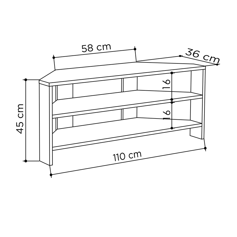 Έπιπλο τηλεόρασης γωνιακό Thales Megapap χρώμα sapphire oak 110x36x45εκ.
