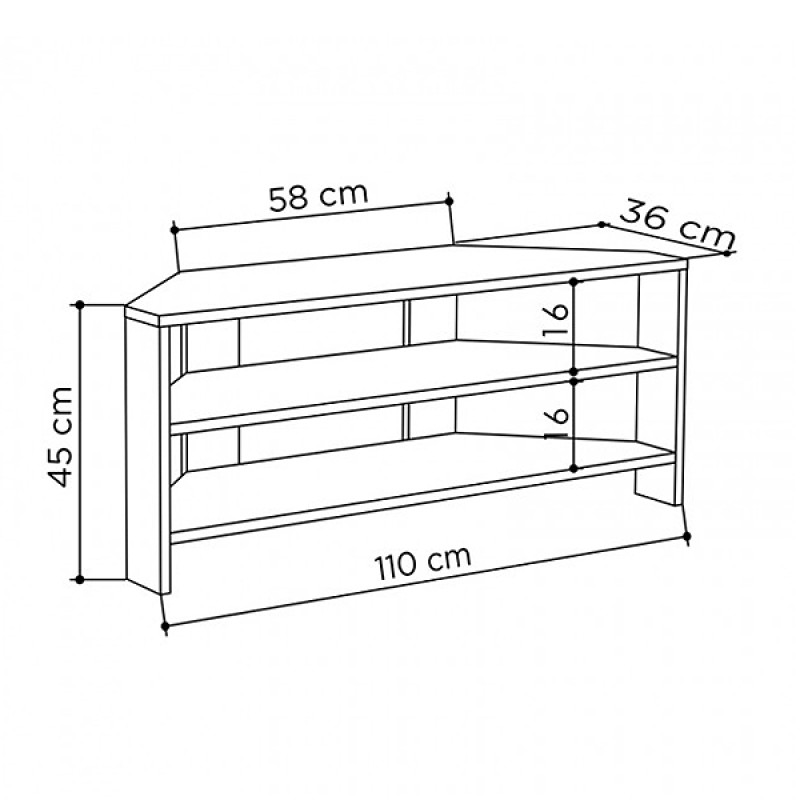 Έπιπλο τηλεόρασης γωνιακό Thales Megapap χρώμα sapphire oak 110x36x45εκ.