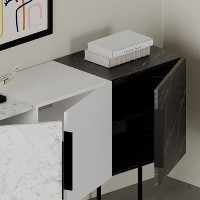 Μπουφές Tontini Megapap χρώμα λευκό - μαύρο εφέ μαρμάρου 150x42x79,5εκ.