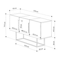 Μπουφές Tontini Megapap χρώμα λευκό - μαύρο εφέ μαρμάρου 150x42x79,5εκ.