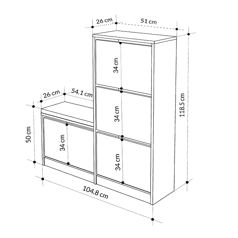 Παπουτσοθήκη Dude Megapap χρώμα λευκό 104,8x26x118,5εκ.
