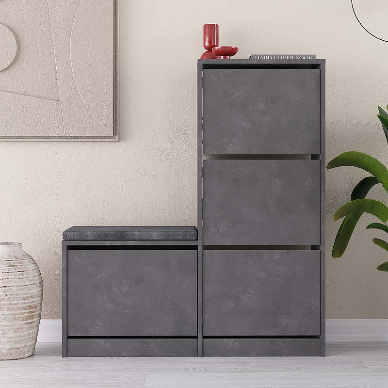 Παπουτσοθήκη Dude Megapap χρώμα γκρι ρετρό 104,8x26x118,5εκ.