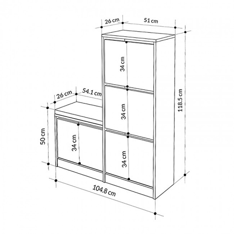 Παπουτσοθήκη Dude Megapap χρώμα γκρι ρετρό 104,8x26x118,5εκ.