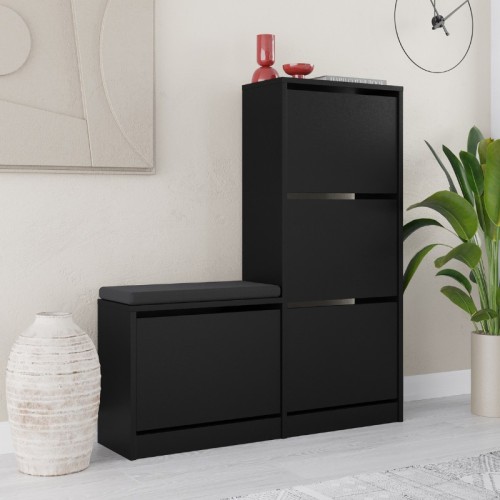 Παπουτσοθήκη Dude Megapap χρώμα μαύρο 104,8x26x118,5εκ.